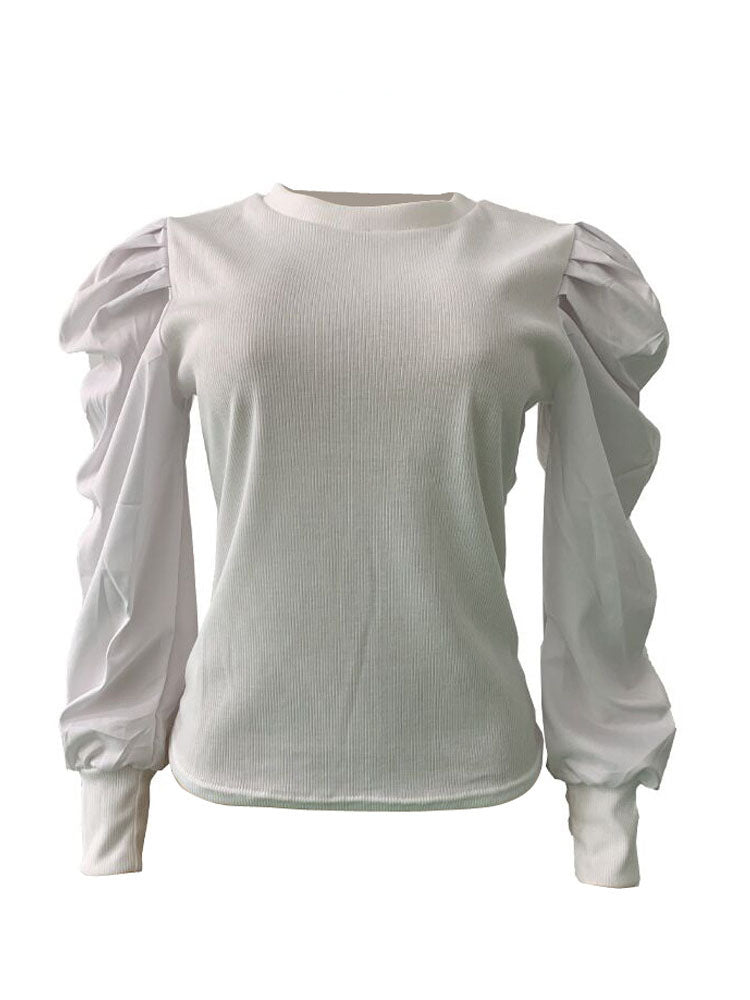 Bubble Sleeve Knit Tops