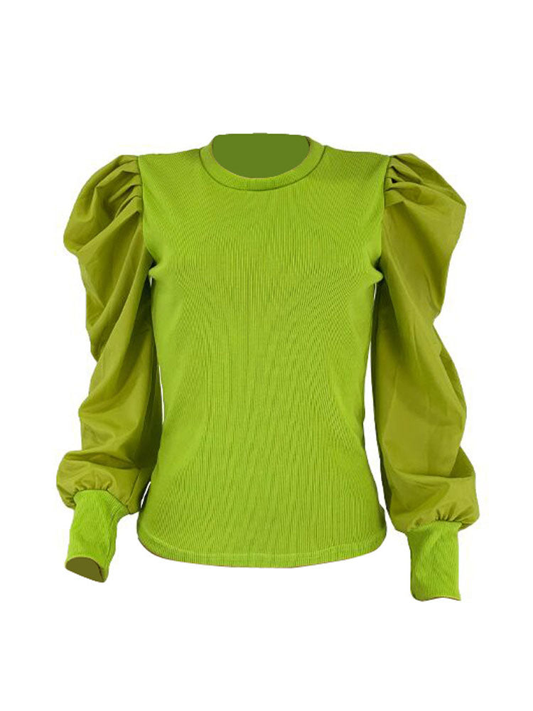 Bubble Sleeve Knit Tops