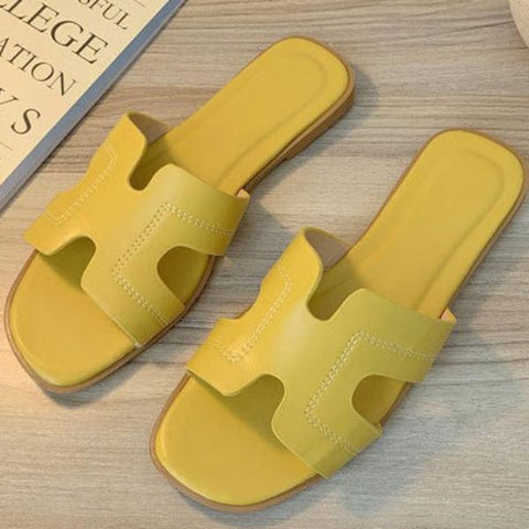 Square Head Open-toe Flat Sandal Slippers