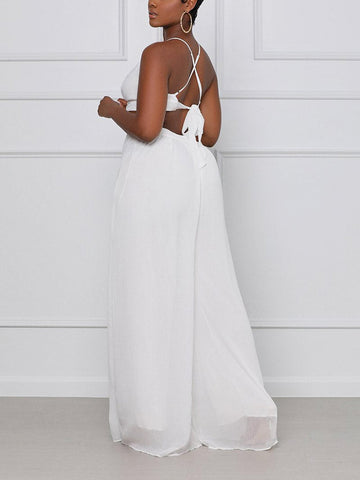 Straps V-Neck Cut Out Jumpsuits