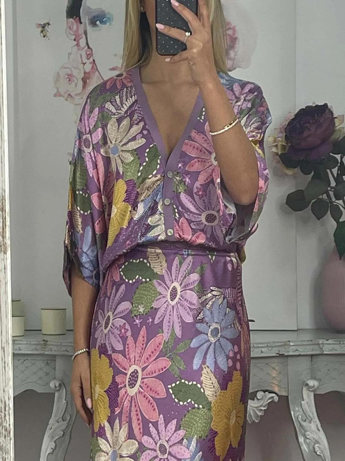 Exquisite Satin Floral Print Mermaid Skirt Set