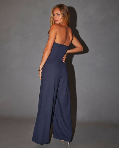 Blue Tube Top Jumpsuit