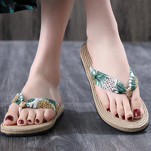 Printed Comfort Flats Flip Flops