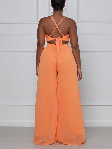 Straps V-Neck Cut Out Jumpsuits