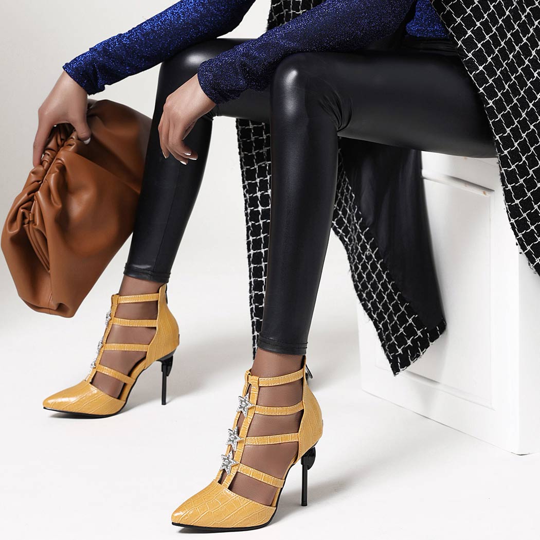 Gladiator Star Decor Stiletto Heels Platform Sandals