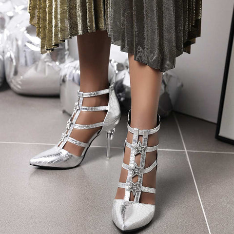 Gladiator Star Decor Stiletto Heels Platform Sandals