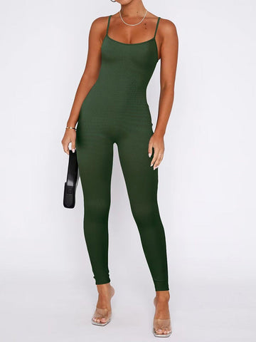 Ribbed Adjustable Strap Bodycon Jumpsuits