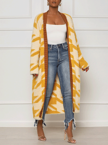 Fur Houndstooth Cardigans