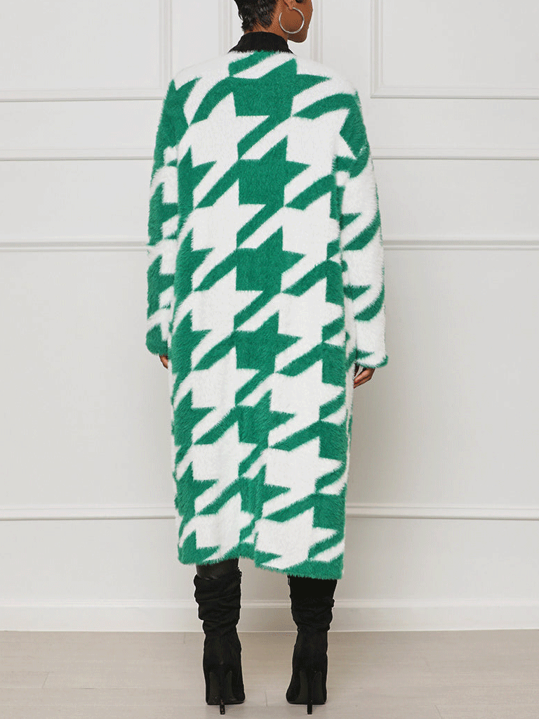 Fur Houndstooth Cardigans