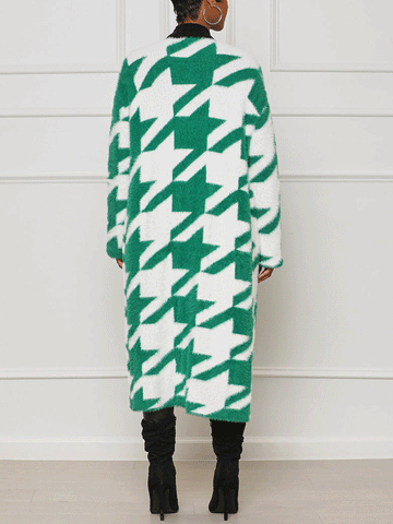 Fur Houndstooth Cardigans