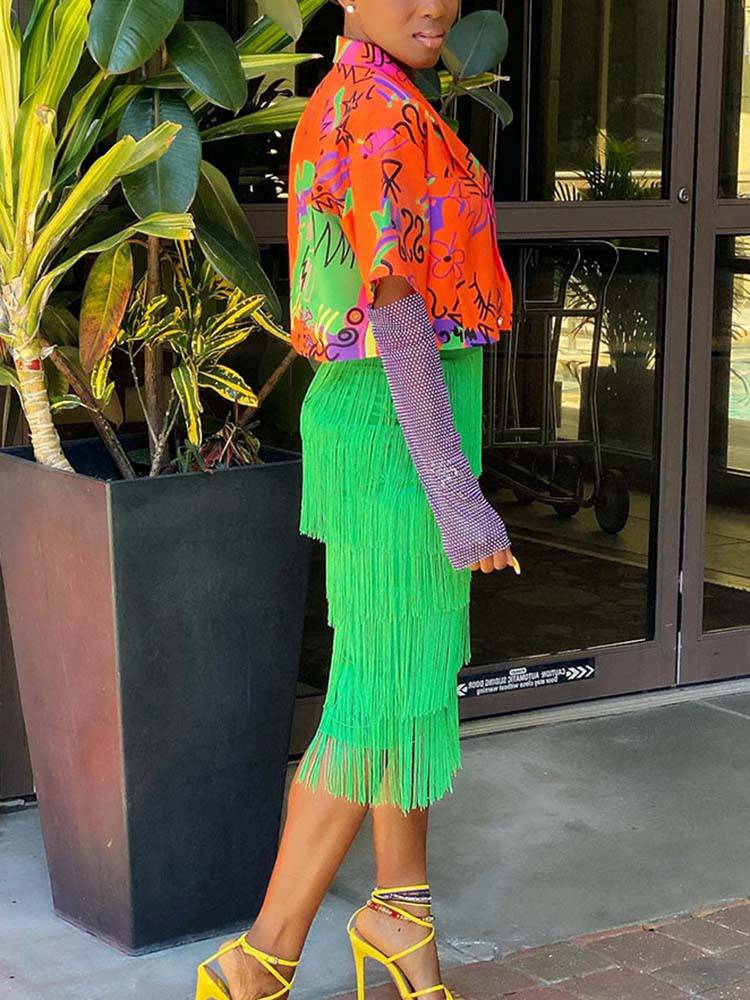 High Waisted Fringe Skirts