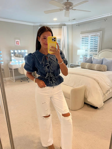 Denim Lace-Up Casual Shorts Set