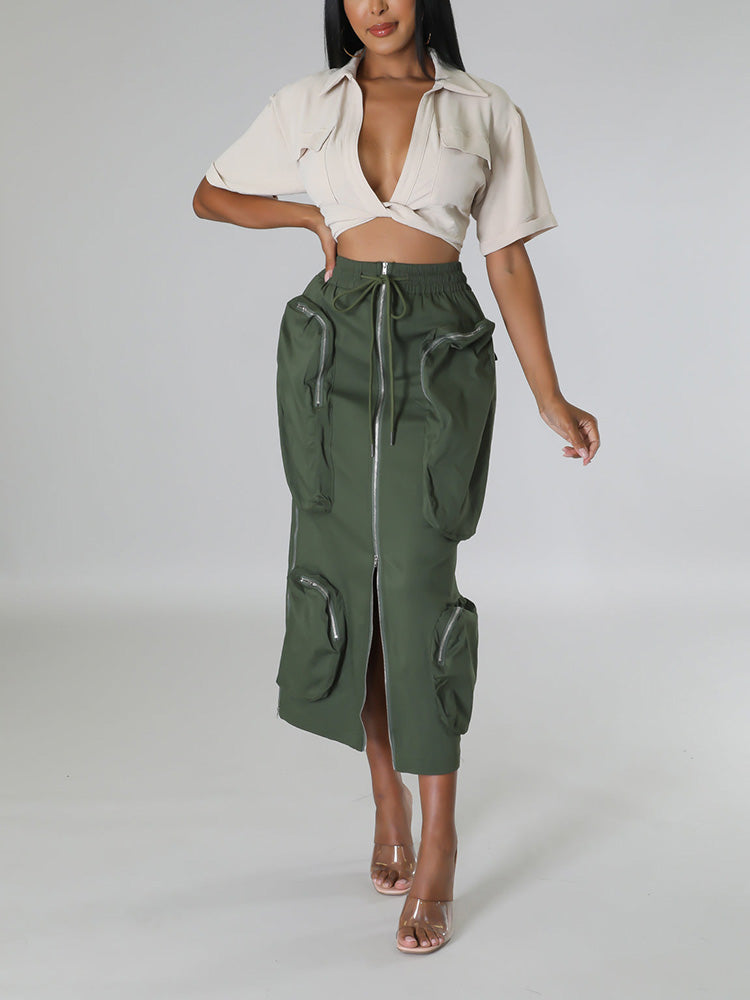 Cargo Pocket Zipper Skirts