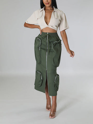 Cargo Pocket Zipper Skirts