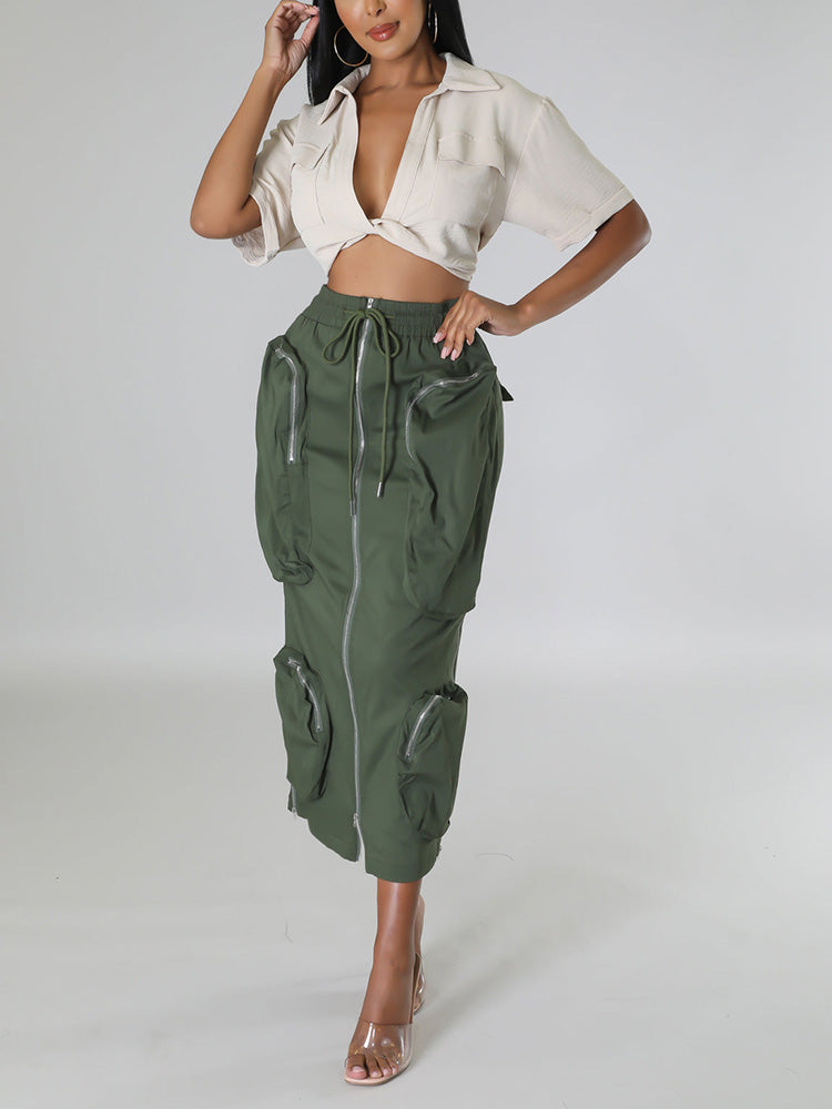Cargo Pocket Zipper Skirts