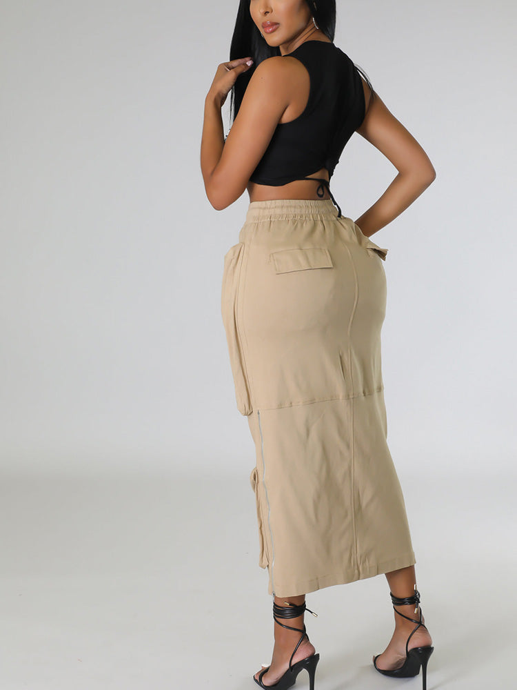 Cargo Pocket Zipper Skirts