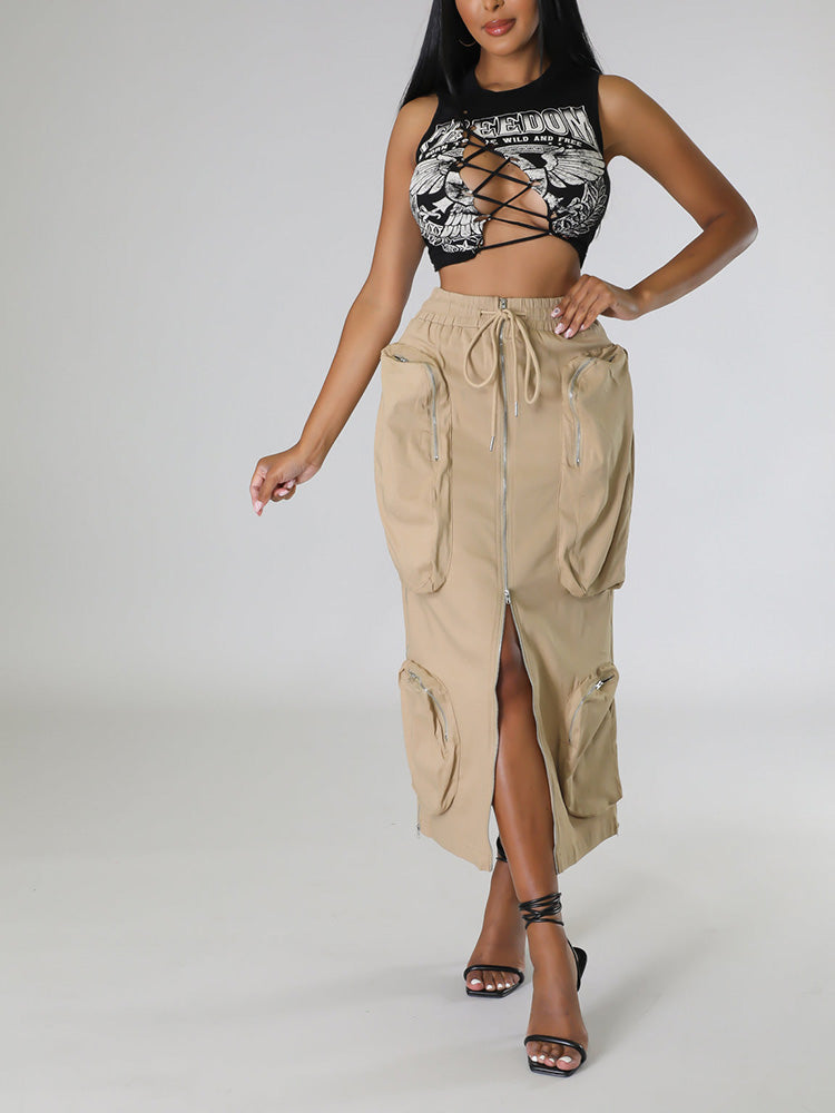 Cargo Pocket Zipper Skirts