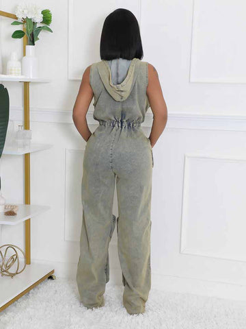 Vintage Hoodie Denim Jumpsuits