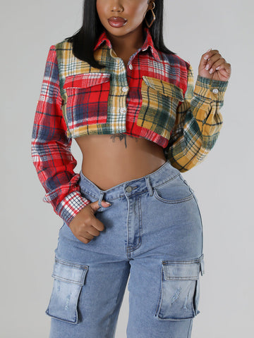 Flannel Plaid Cropped Jackets