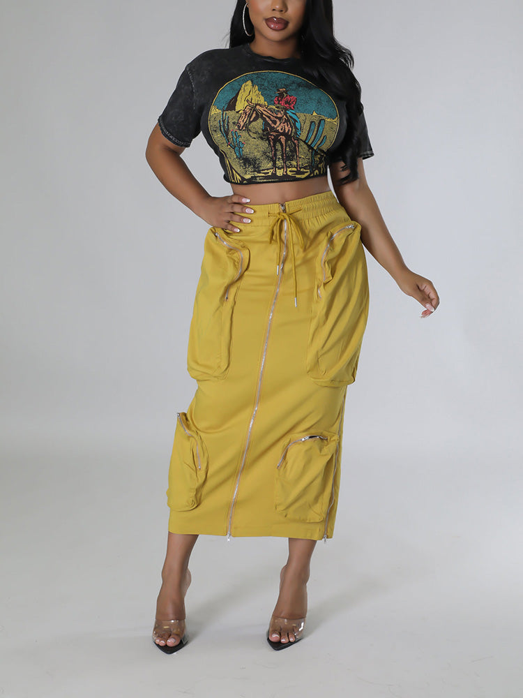 Cargo Pocket Zipper Skirts