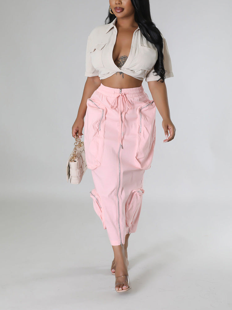 Cargo Pocket Zipper Skirts