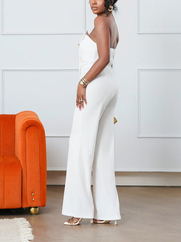 Strapless Gold Decor Jumpsuits