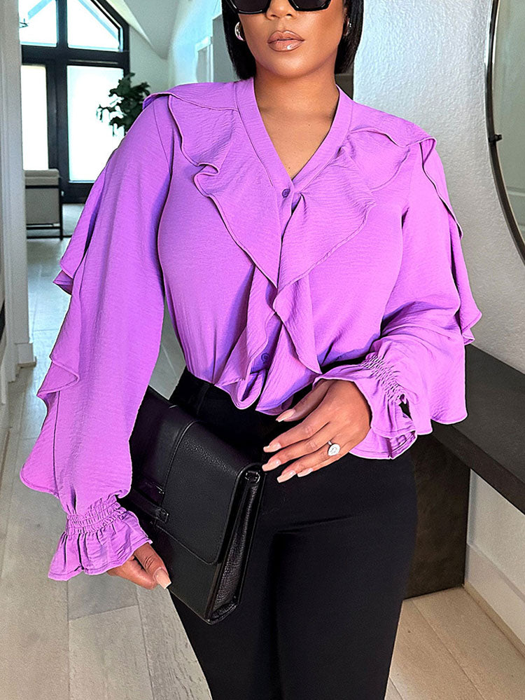 Ruffle Solid Tops