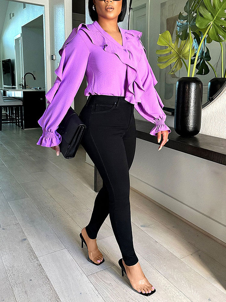 Ruffle Solid Tops