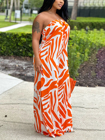 Strapless Printed Wide Jumpsuits