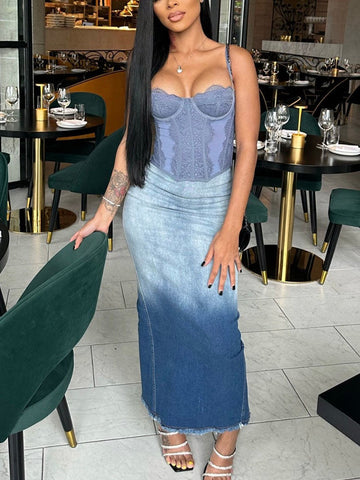 Gradient Denim Skirts