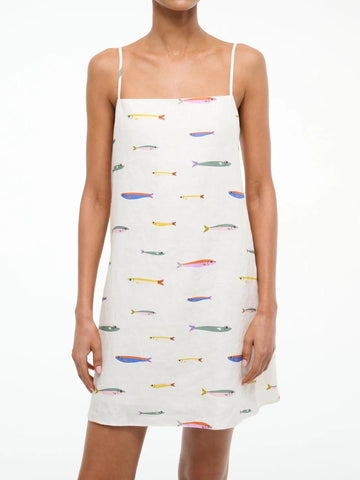 Laura Linen Mini Dress Pop Sardines Ivory