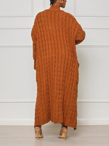 Knitted Solid Pocket Sweater Cardigans