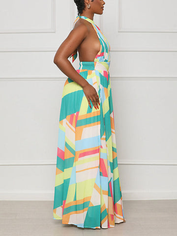 Halter Pleated Maxi Dresses
