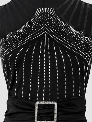 Rhinestone Mesh Sleeveless Jumpsuits