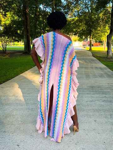 Ruffle Slit Knit Dresses