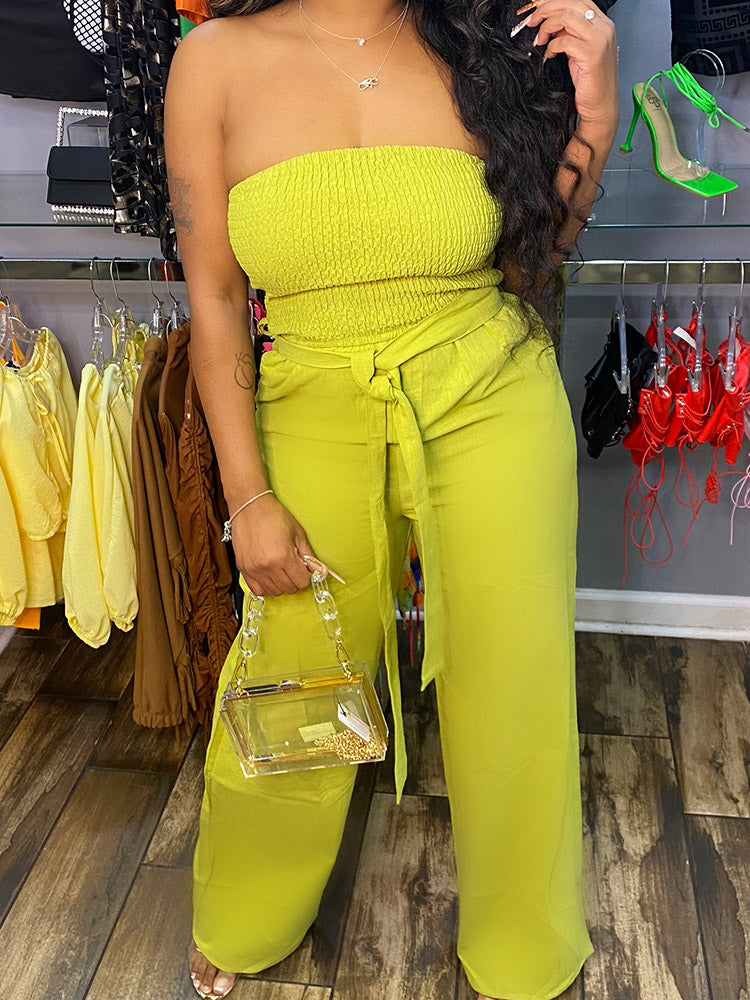 Tube Tie Waist Jumpsuits