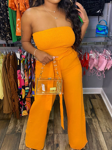 Tube Tie Waist Jumpsuits