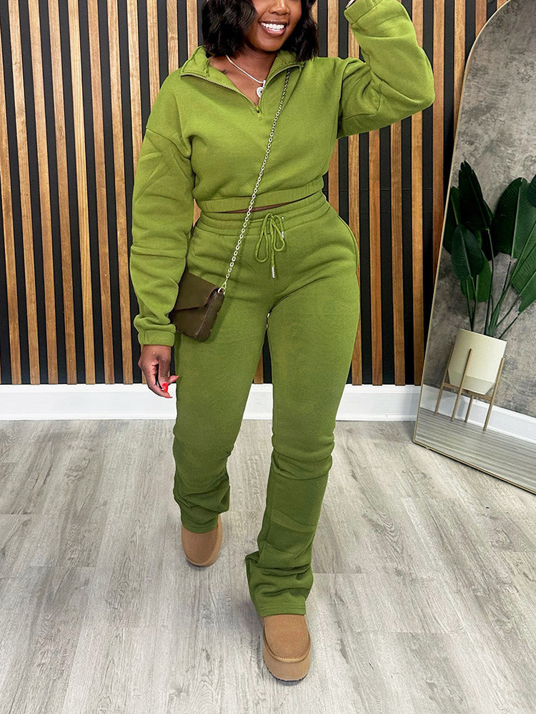 Half Zip Sweatshirt  Jogger Set