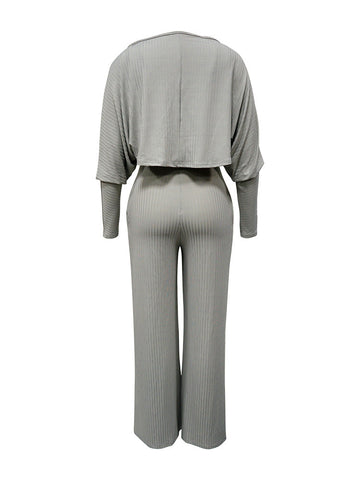 Ribbed Bolero  Jumpsuit Set