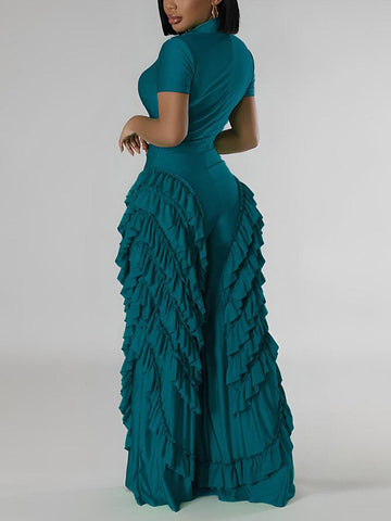 Ruffle Wide Leg Jumpsuits