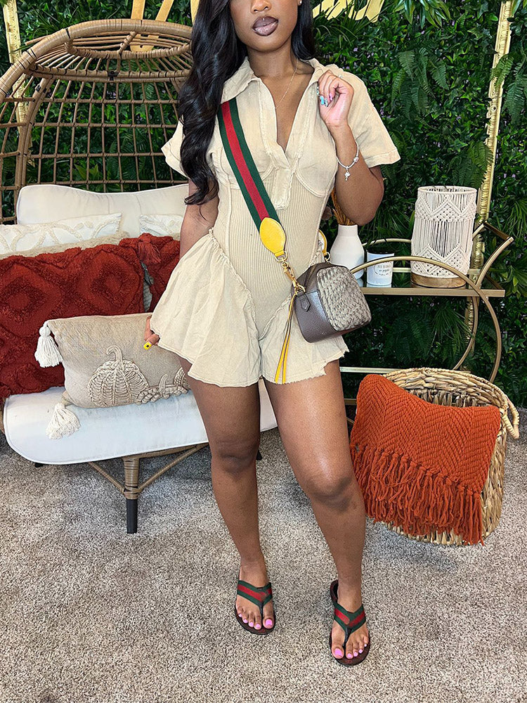 Acid-Wash Flare Rompers