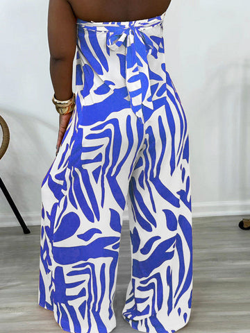 Strapless Printed Wide Jumpsuits