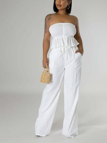 Smock Ruffle Top Pants Set