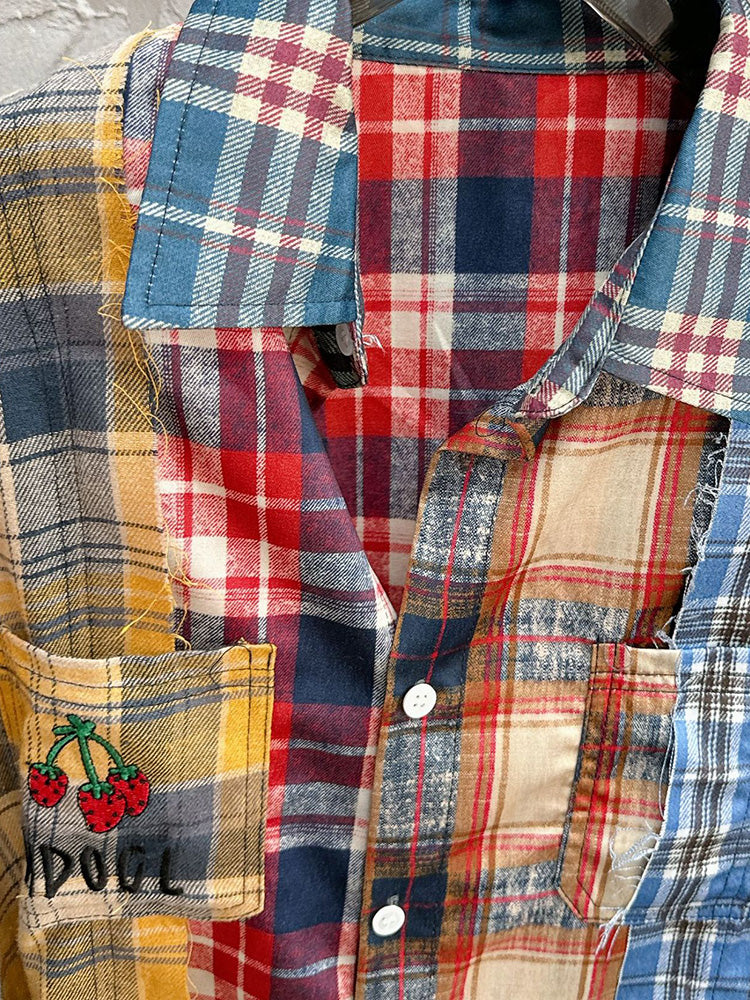 Patchwork Plaid Oversized Shirts