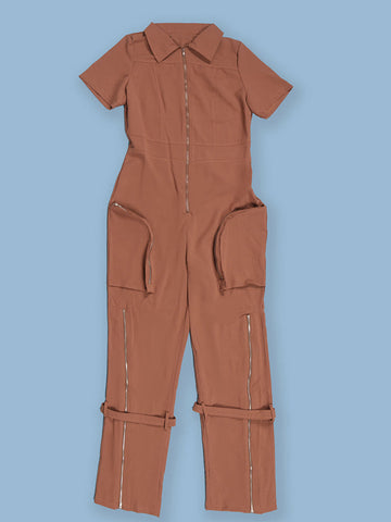 Zipper Cargo Pocket Utility Jumpsuits