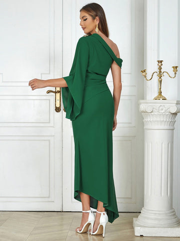 One Shoulder Draped Dress