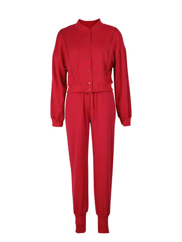 Zipper Crop Jacket Jogger Set