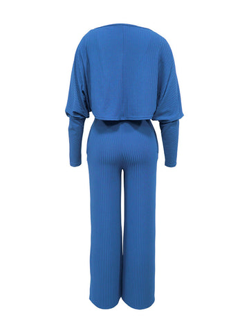 Ribbed Bolero  Jumpsuit Set