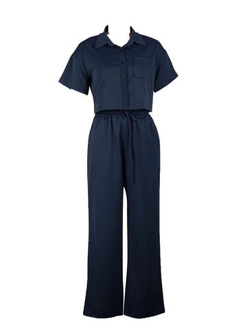 Linen Crop Top Pants Set