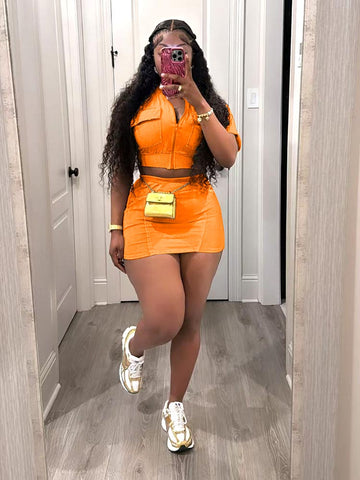 Ribbed Crop Top Skirt Set